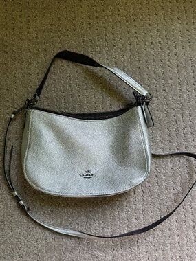 Silver leather Coach shoulder/crossbody bag